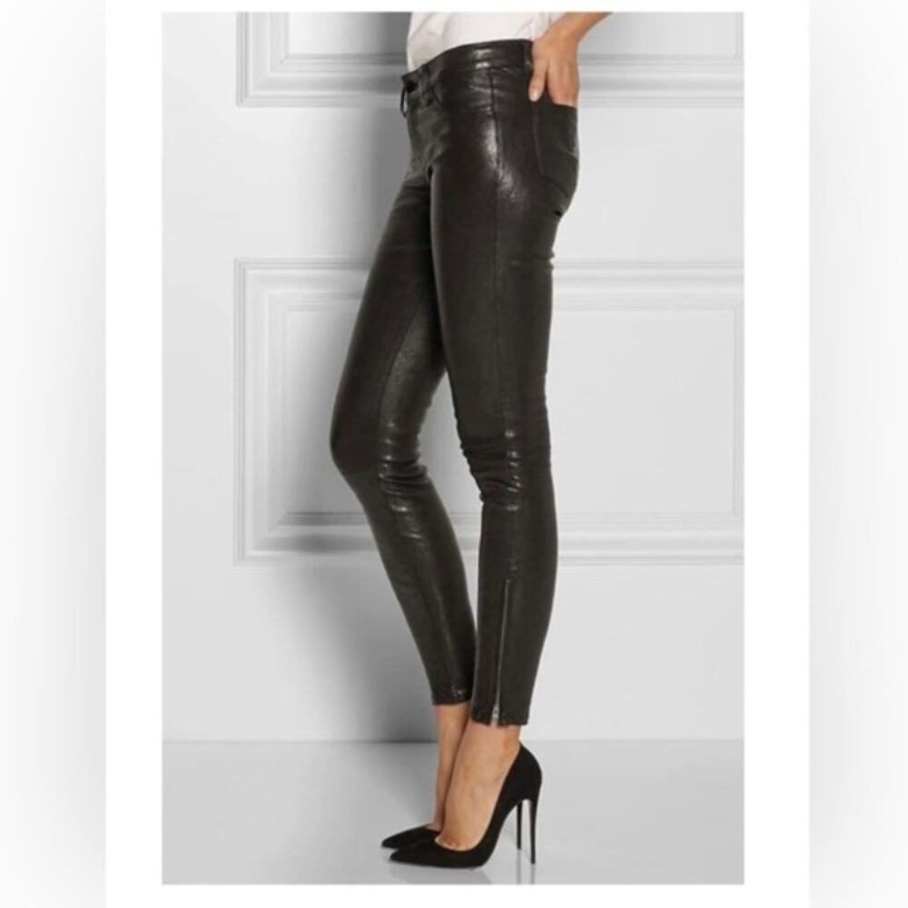 J BRAND Lamb Skin Leather Mid-Rise L8001 Skinny Pants Size 25
